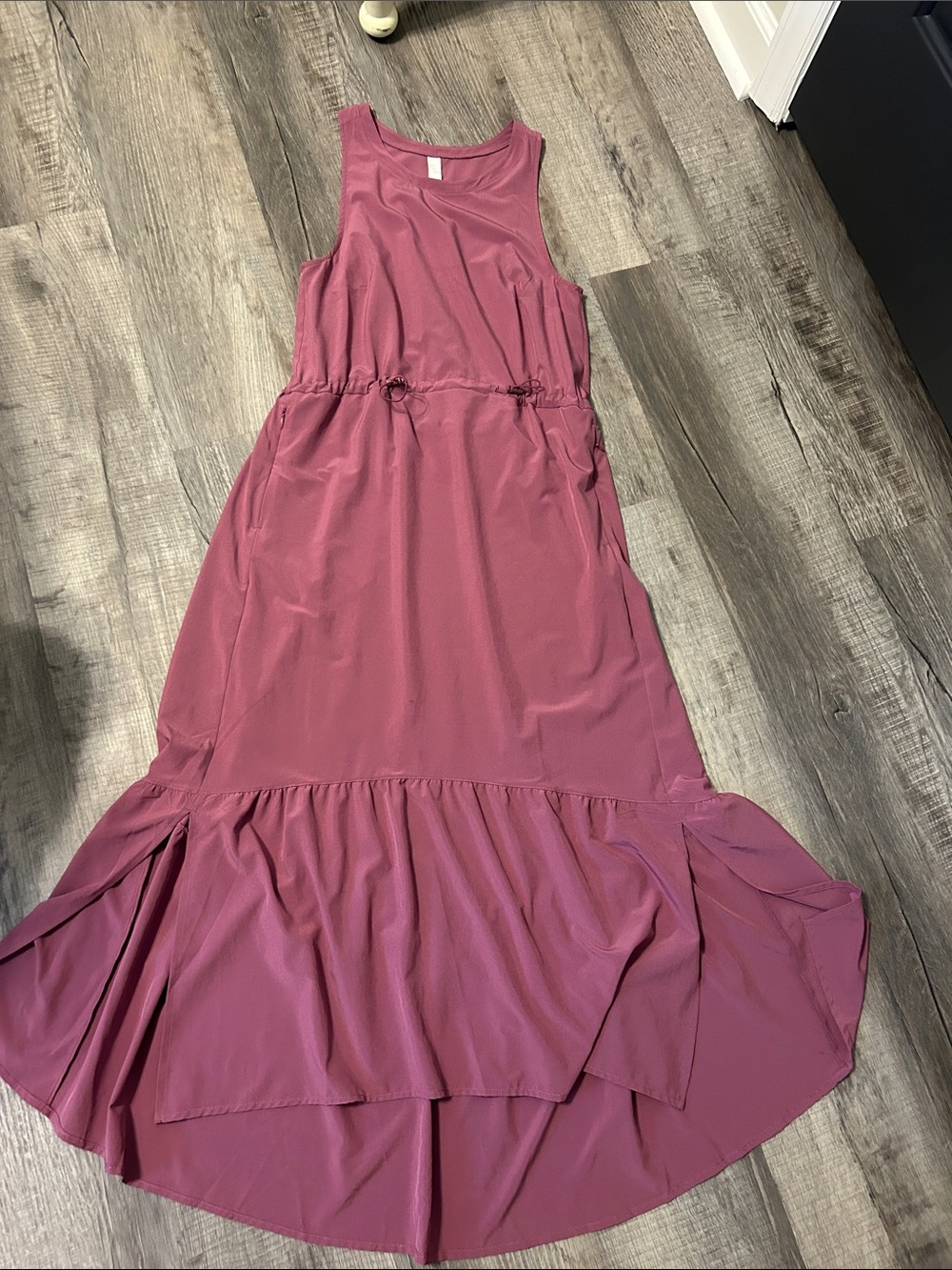 Zella Sleeveless Dusty Rose Maxi Dress with Ruffle Hem
